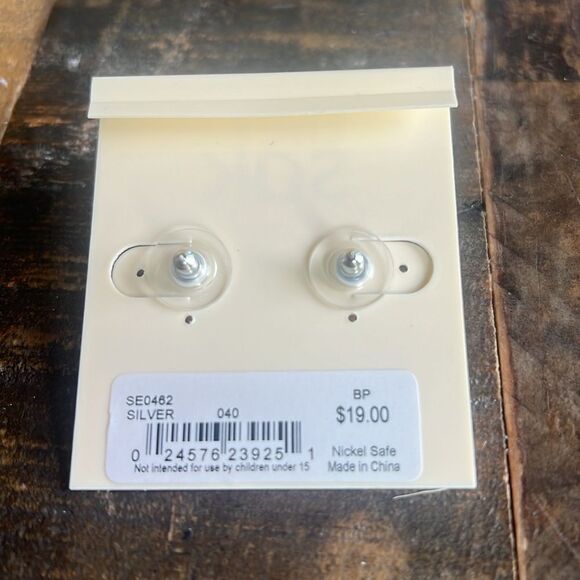 The SAK silver hoop pearl earrings - Picture 2 of 2